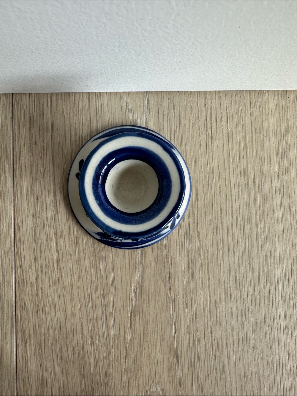 Vintage Blue & White Delft Style Pottery Candlestick Holder - Picture 3 of 4